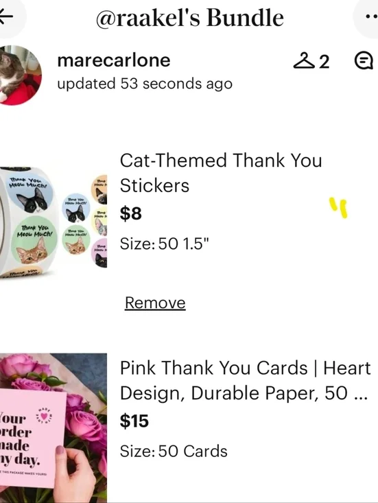 Reserved Bundle Pink Thank You Cards - Heart Design (Pack of 50) - Picture 1 of 1